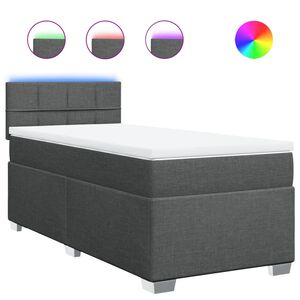 vidaXL Sommier &agrave; lattes de lit avec matelas Gris fonc&eacute; 100x200cm Tissu
