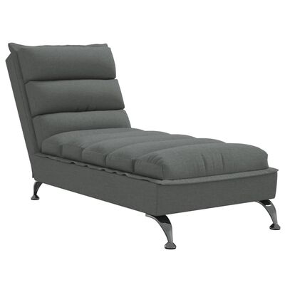 vidaXL Chaise longue avec coussins gris foncé tissu