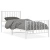 vidaXL Cadre de lit m&eacute;tal sans matelas avec pied de lit blanc 90x200cm