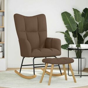 vidaXL Chaise &agrave; bascule avec repose-pied Marron Tissu