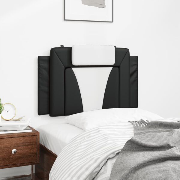 vidaXL Coussin de t&ecirc;te de lit Viana noir et blanc 80 cm similicuir