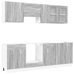vidaXL Unit&eacute; de cuisine Lyon 8 pc Gris Sonoma Bois d'ing&eacute;nierie