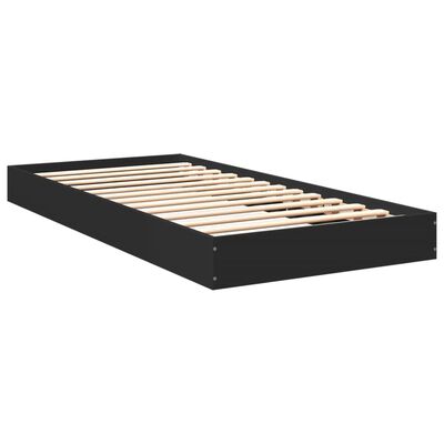 vidaXL Cadre de lit sans matelas noir 75x190 cm bois ingénierie