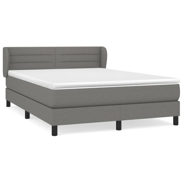 vidaXL Sommier &agrave; lattes de lit avec matelas Gris fonc&eacute; 140x200cm Tissu