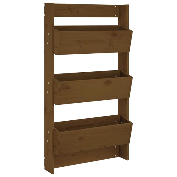 vidaXL Jardini&egrave;re murale 3 niveaux 60x18,5x110 cm brun miel pin massif