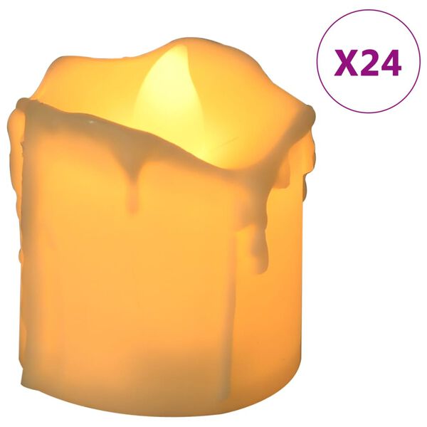 vidaXL Bougies &eacute;lectriques sans flamme &agrave; LED 24 pcs Blanc chaud