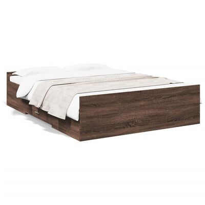 vidaXL Cadre de lit avec tiroirs sans matelas chêne marron 120x190 cm