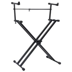 vidaXL Support de clavier &agrave; double empattement et cadre en X Noir