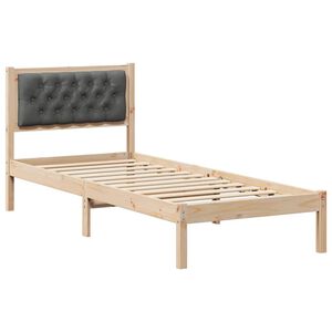 vidaXL Cadre de lit avec t&ecirc;te de lit Gris fonc&eacute; 75 x 190 cm Pin massif