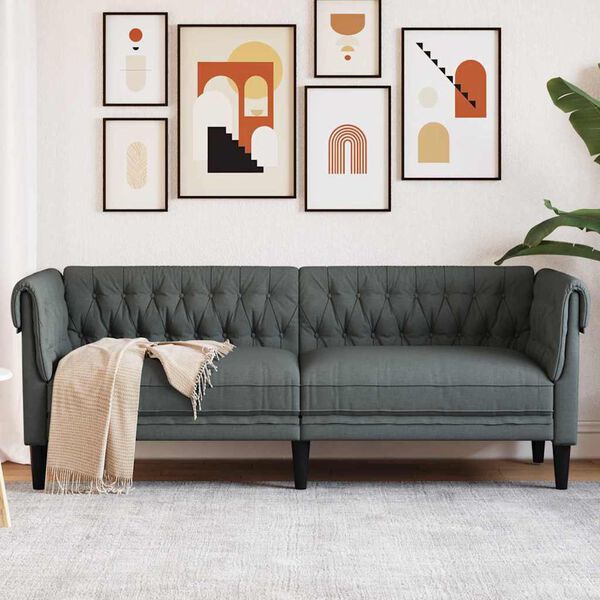 vidaXL Canap&eacute; Gris fonc&eacute; 201,5 x 74,5 x 74,5 cm Polyester