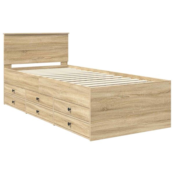 vidaXL Lit d'appoint avec tiroir Ch&ecirc;ne Sonoma et noir 90 x 200 cm
