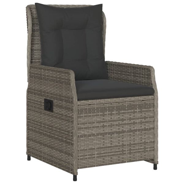 vidaXL Ensemble &agrave; manger de jardin et coussins 7 pcs gris rotin