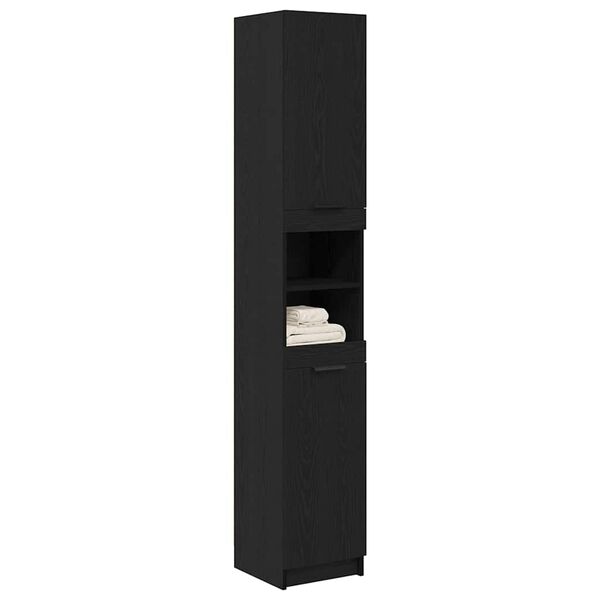 vidaXL Armoire de salle de bain Ch&ecirc;ne noir 32 x 34 x 188,5 cm