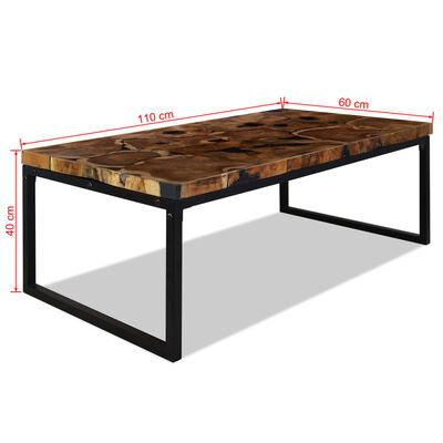 vidaXL Table basse Teck Résine 110x60x40 cm
