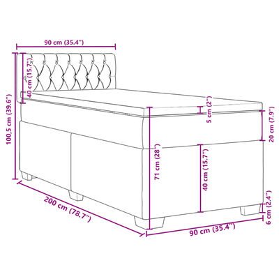 vidaXL Sommier à lattes de lit et matelas Gris clair 90x200 cm Velours