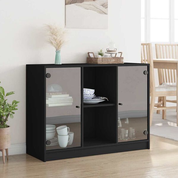 vidaXL Buffet noir 102x37x75,5 cm bois d'ing&eacute;nierie