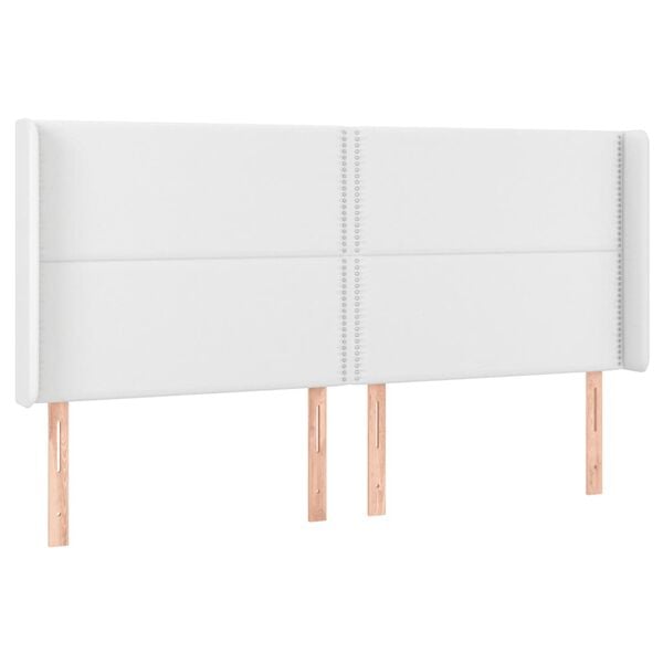 vidaXL T&ecirc;te de lit &agrave; LED Blanc 203x16x118/128 cm Similicuir