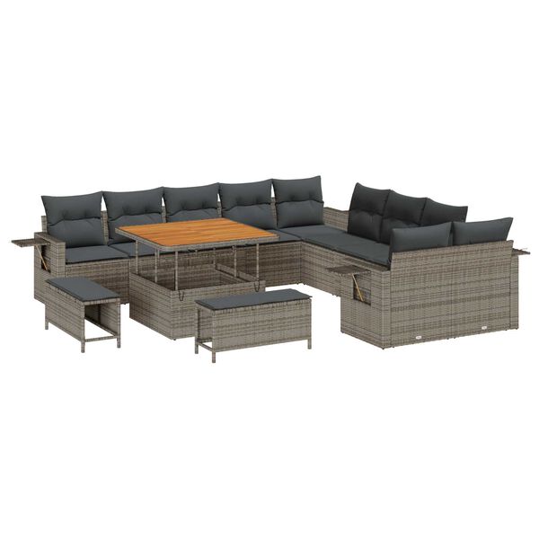 vidaXL Ensemble de canap&eacute; de jardin 13 pcs Gris polyrotin