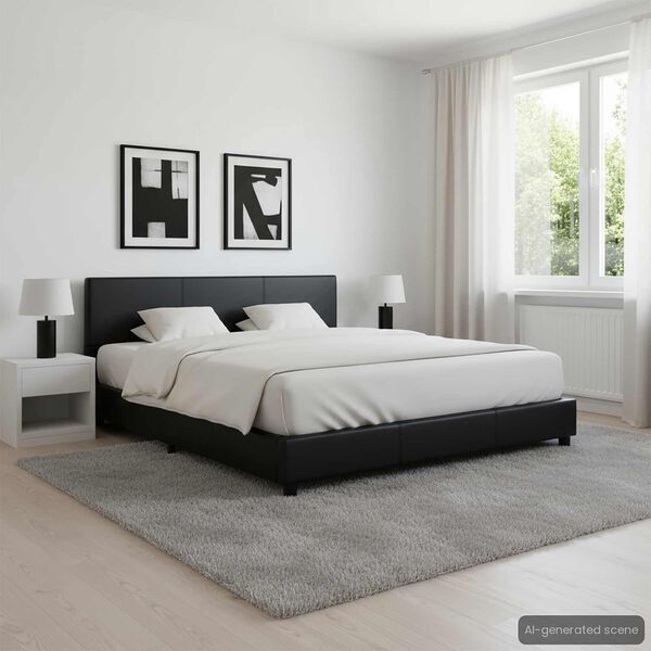 vidaXL Cadre de lit sans matelas noir similicuir 140x200 cm
