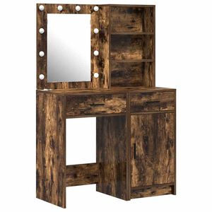 vidaXL Ensemble de table de maquillage avec LED 2 pcs Ch&ecirc;ne fum&eacute;