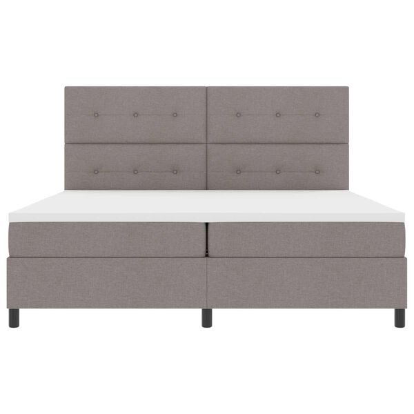 vidaXL Lit &agrave; ressorts avec matelas avec LED Taupe 200 x 200 cm tissu