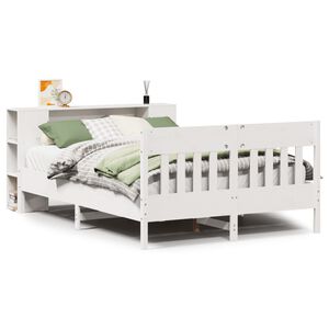 vidaXL Lit biblioth&egrave;que sans matelas blanc 140x190 cm bois pin massif