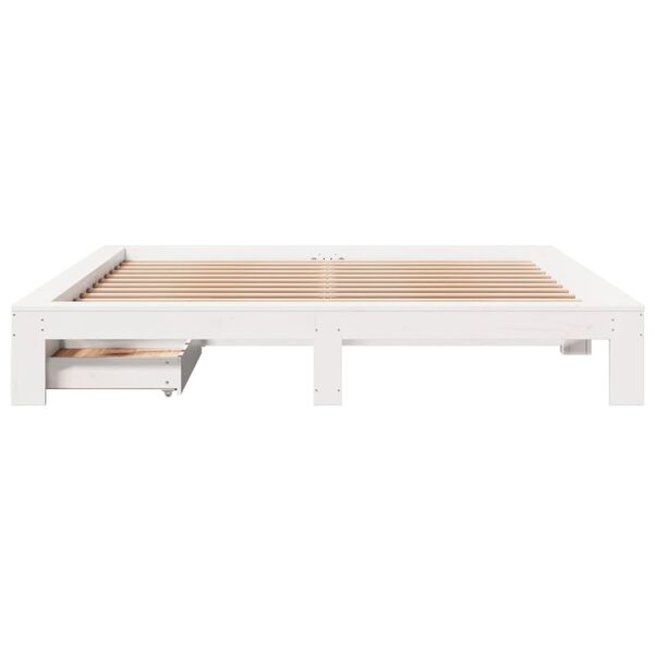 vidaXL Cadre de lit sans matelas blanc 200x200 cm bois massif de pin