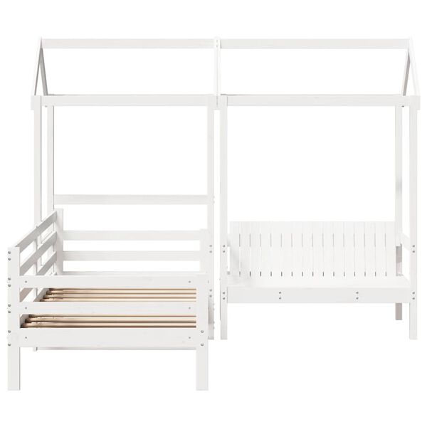 vidaXL Ensemble de lit de jour et de banc et toit sans matelas blanc