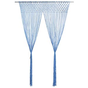 vidaXL Rideau en macram&eacute; Bleu 140x240 cm Coton