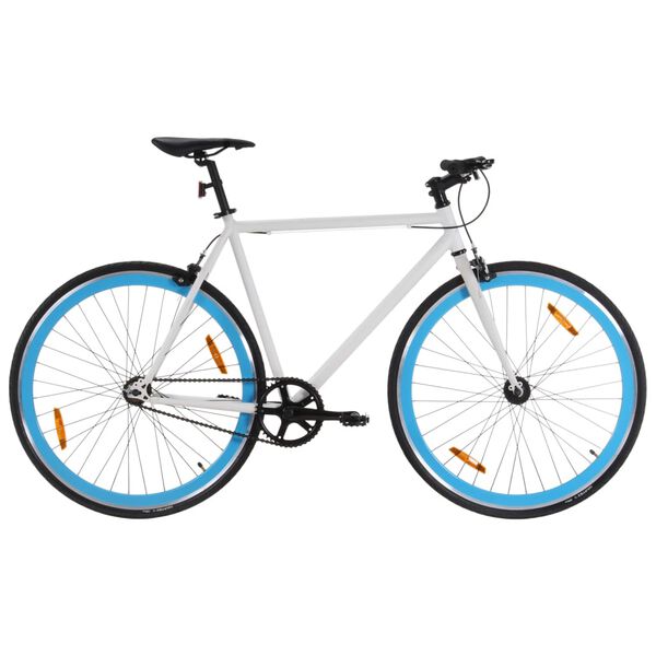 vidaXL V&eacute;lo &agrave; pignon fixe blanc et bleu 700c 51 cm