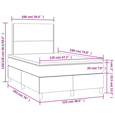 vidaXL Sommier à lattes de lit matelas et LED crème 120x190 cm tissu