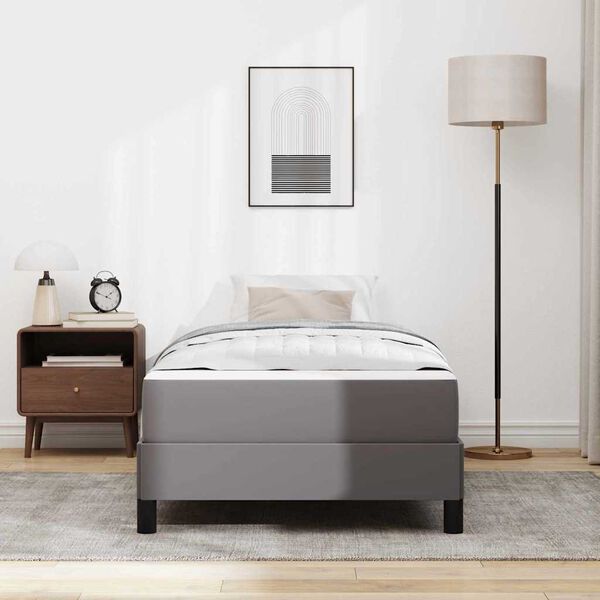 vidaXL Cadre de lit avec matelas Gris 100 x 200 cm tissu