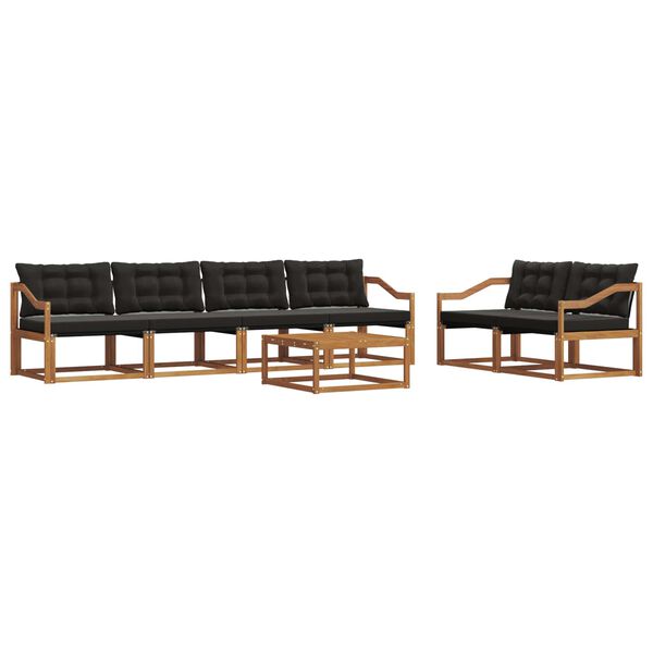 vidaXL Ensemble de canap&eacute;s d'ext&eacute;rieur 7 pcs Naturel et Noir