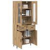 vidaXL Haut Armoire 2 pcs Ch&ecirc;ne artisanal Bois Agglom&eacute;r&eacute; et Verre