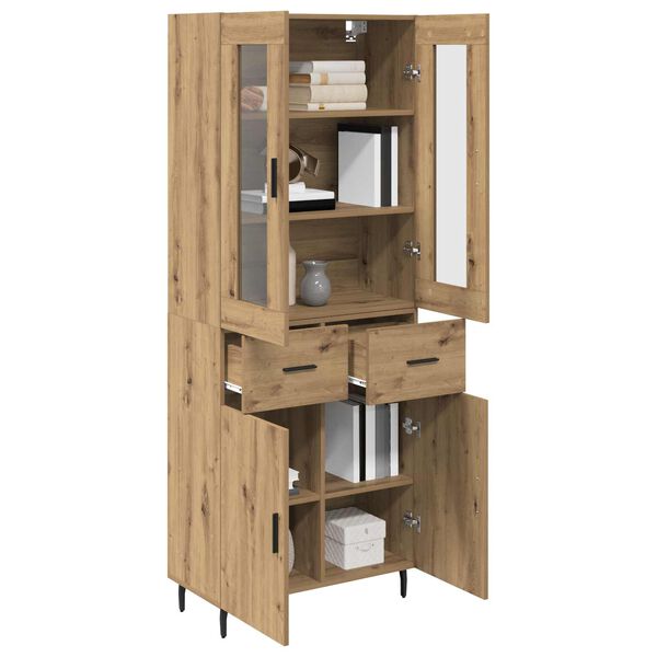 vidaXL Haut Armoire 2 pcs Ch&ecirc;ne artisanal Bois Agglom&eacute;r&eacute; et Verre