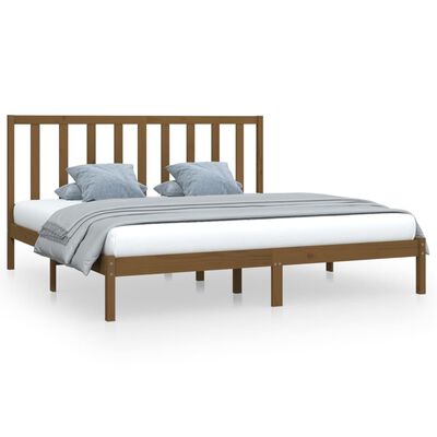 vidaXL Cadre de lit sans matelas marron miel bois pin massif 200x200cm