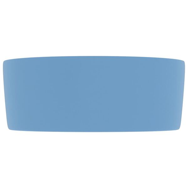 vidaXL Lavabo rond de luxe Bleu clair mat 40x15 cm C&eacute;ramique