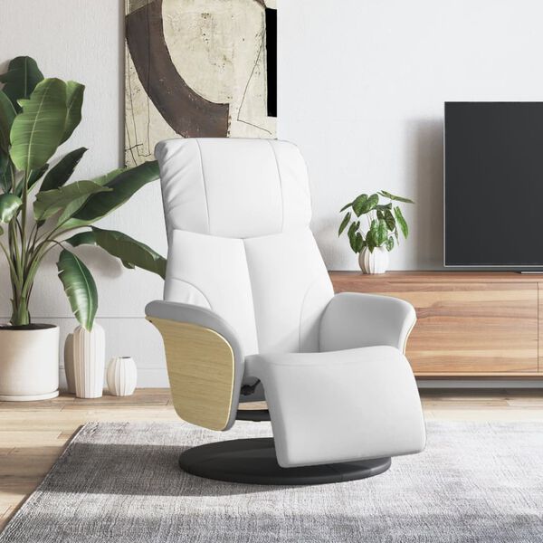 vidaXL Fauteuil inclinable avec repose-pieds blanc similicuir