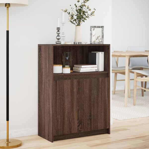 vidaXL Buffet avec LED ch&ecirc;ne marron 72x34x100 cm bois d'ing&eacute;nierie