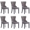 vidaXL Chaises &agrave; manger lot de 6 gris velours