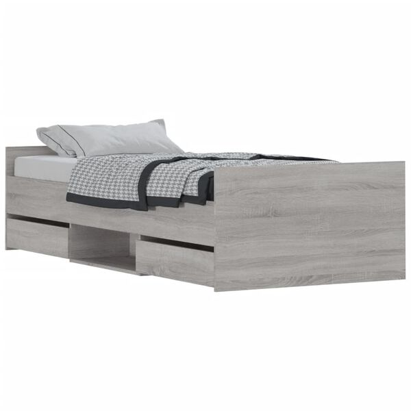 vidaXL Cadre de lit sans matelas sonoma gris 100x200 cm