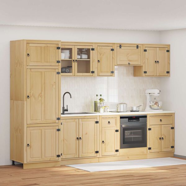 vidaXL Armoire avec tiroir avec &eacute;tag&egrave;re SKI 9 pcs Brun Miel Pin massif