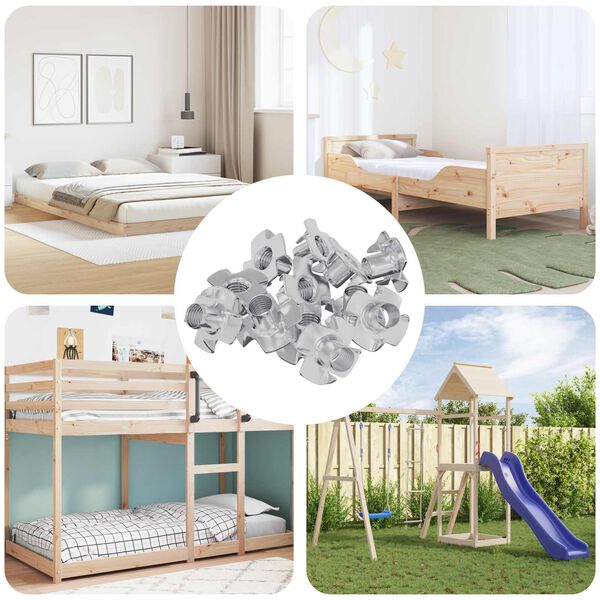 vidaXL Ecrou en T &agrave; dents 7200 pcs Argent&eacute; M6 mm Acier