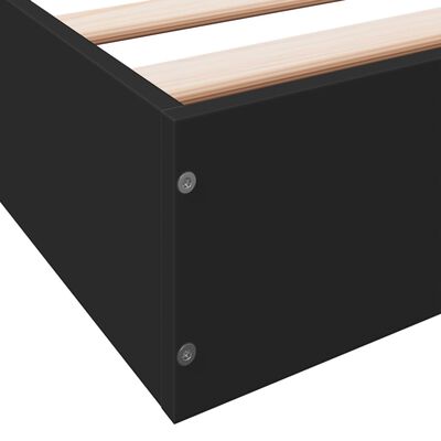 vidaXL Cadre de lit sans matelas noir 135x190 cm bois d'ingénierie