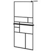 vidaXL Paroi de douche avec &eacute;tag&egrave;re Noir 90x195 cm Verre ESG&Aluminium