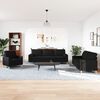 vidaXL Ensemble de canap&eacute;s 3 pcs avec coussins d&eacute;coratifs noir tissu