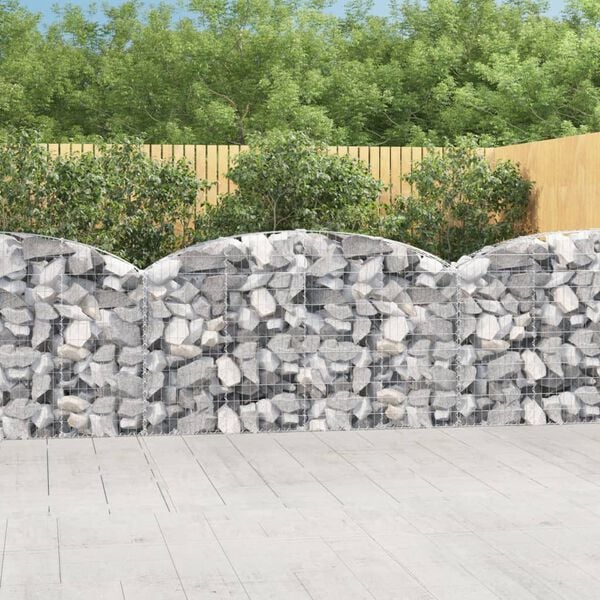 vidaXL Panier de gabions arqu&eacute; 200x30x100/120 cm Fer galvanis&eacute;
