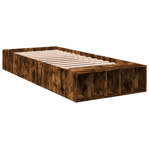 vidaXL Cadre de lit sans matelas ch&ecirc;ne fum&eacute; 90x200 cm