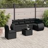vidaXL Salon de jardin 7 pcs avec coussins noir r&eacute;sine tress&eacute;e