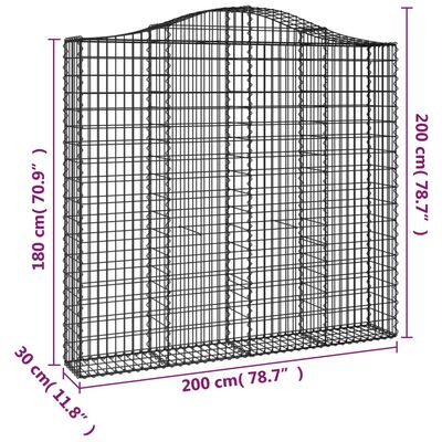 vidaXL Paniers à gabions arqués 4 pcs 200x30x180/200 cm Fer galvanisé